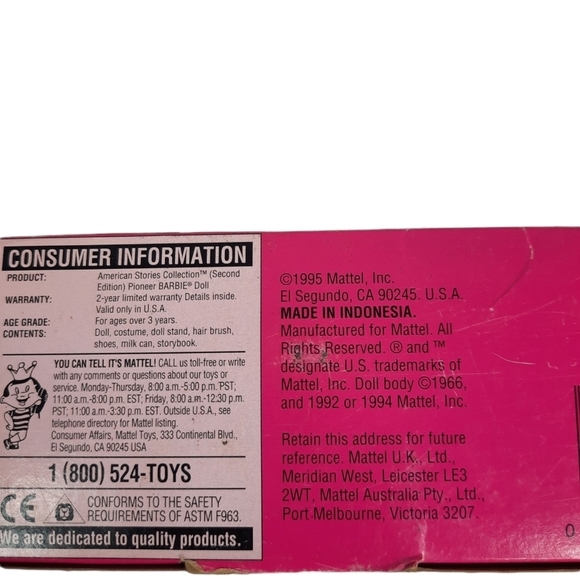 Mattel 1995 Pioneer Barbie Doll American Stories Collection 2nd Edition Vintage - Picture 5 of 9